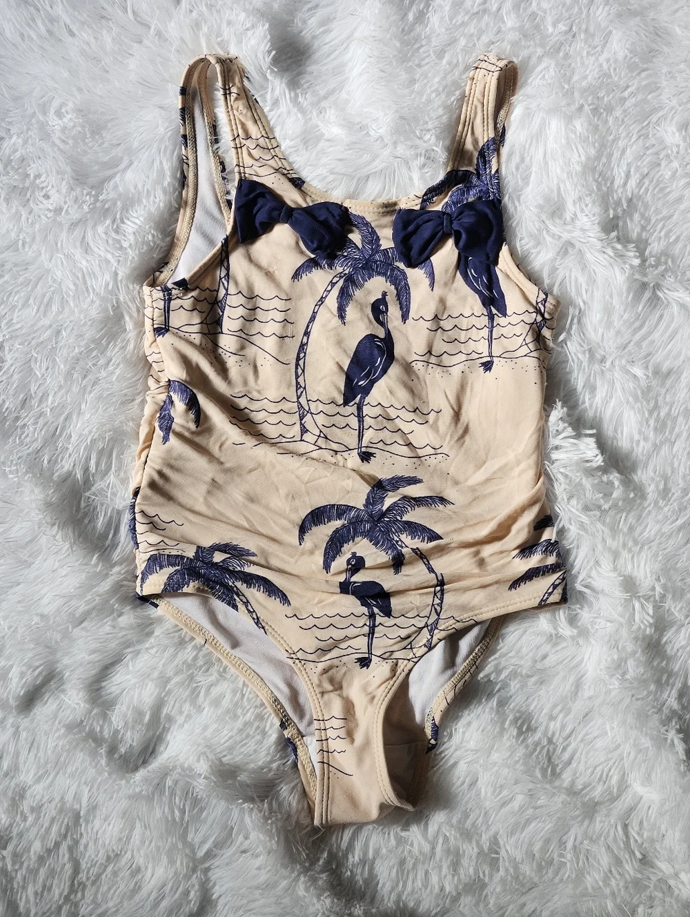 Mini Rodini Cream Palm & Flamingo One-Piece Swimsuit 3-5 Years - Picture 1 of 3